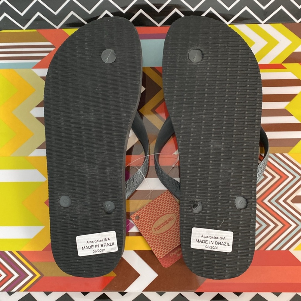 Havaianas Black and Gray Striped Flip Flops - Picture 5 of 6